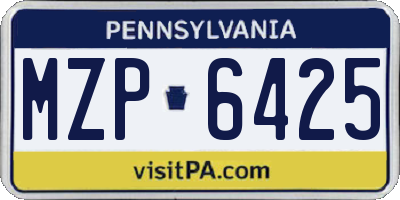 PA license plate MZP6425
