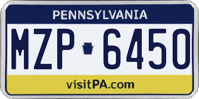 PA license plate MZP6450