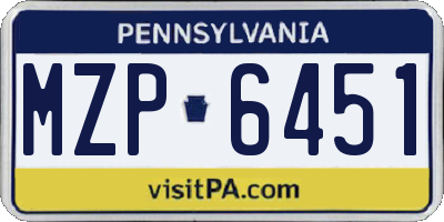 PA license plate MZP6451
