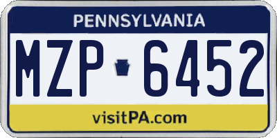 PA license plate MZP6452
