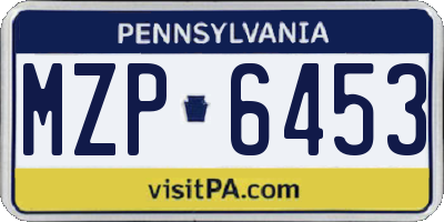 PA license plate MZP6453
