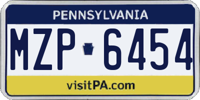 PA license plate MZP6454