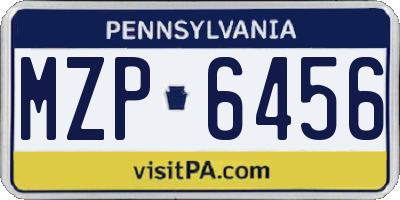 PA license plate MZP6456