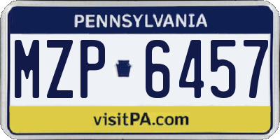 PA license plate MZP6457