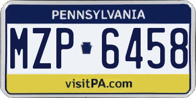 PA license plate MZP6458