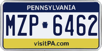 PA license plate MZP6462