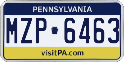 PA license plate MZP6463