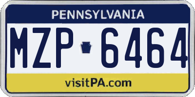 PA license plate MZP6464