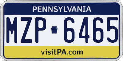 PA license plate MZP6465