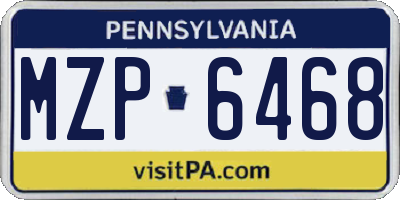 PA license plate MZP6468
