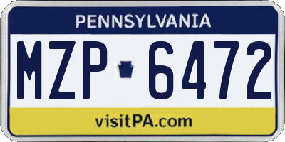 PA license plate MZP6472