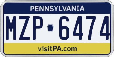 PA license plate MZP6474