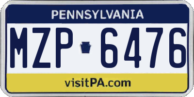 PA license plate MZP6476