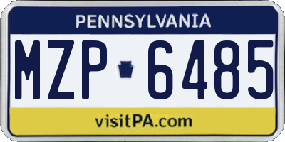 PA license plate MZP6485