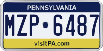 PA license plate MZP6487