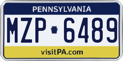 PA license plate MZP6489