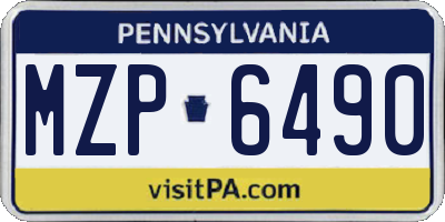 PA license plate MZP6490