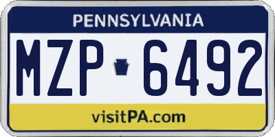 PA license plate MZP6492