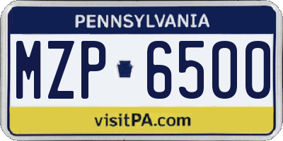 PA license plate MZP6500