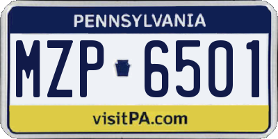 PA license plate MZP6501