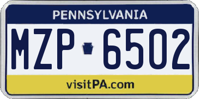PA license plate MZP6502