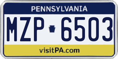 PA license plate MZP6503