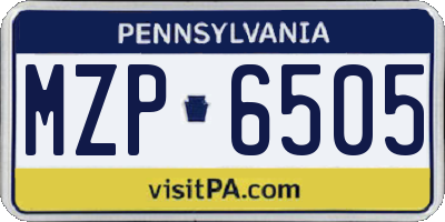 PA license plate MZP6505
