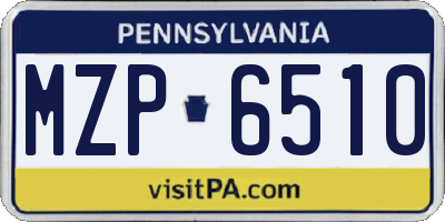 PA license plate MZP6510