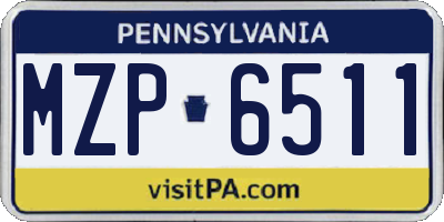 PA license plate MZP6511
