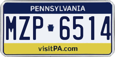 PA license plate MZP6514