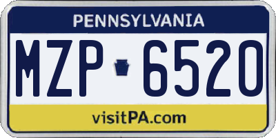 PA license plate MZP6520