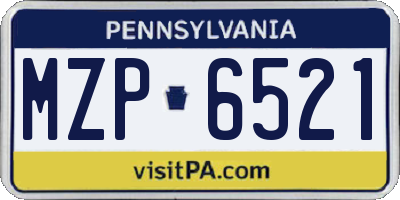 PA license plate MZP6521