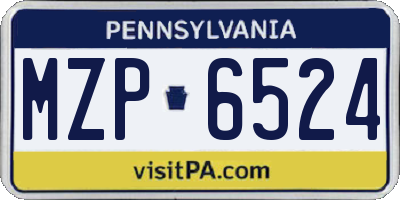 PA license plate MZP6524