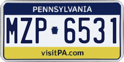 PA license plate MZP6531