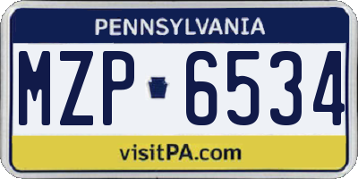 PA license plate MZP6534