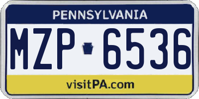 PA license plate MZP6536
