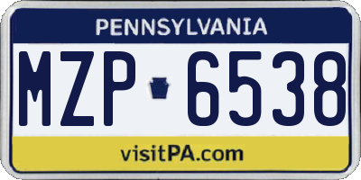 PA license plate MZP6538