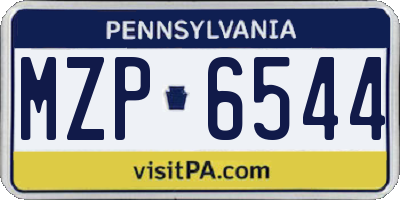PA license plate MZP6544