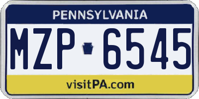 PA license plate MZP6545