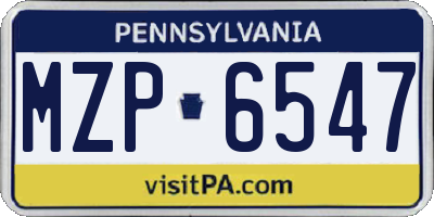 PA license plate MZP6547
