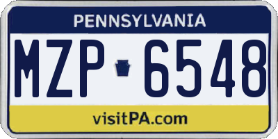 PA license plate MZP6548