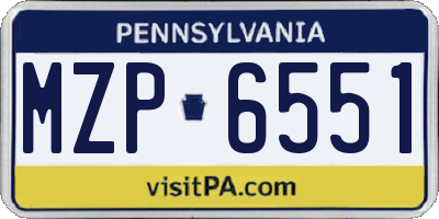 PA license plate MZP6551
