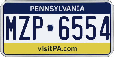 PA license plate MZP6554