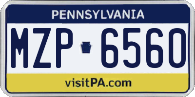 PA license plate MZP6560