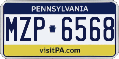 PA license plate MZP6568