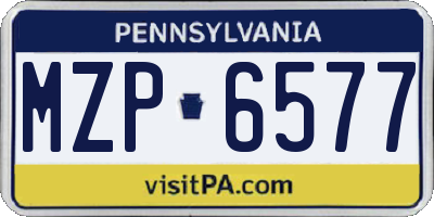 PA license plate MZP6577