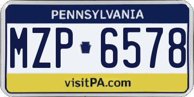 PA license plate MZP6578