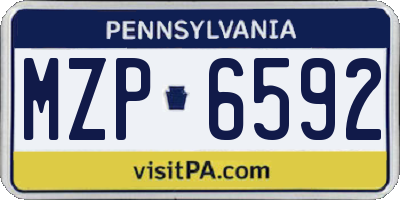 PA license plate MZP6592