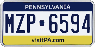 PA license plate MZP6594