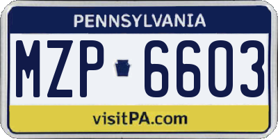 PA license plate MZP6603